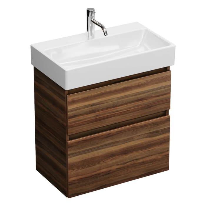 burgbad Lin20 Waschtischunterschrank mit Keramik-Waschtisch 63 cm, 2 Auszüge