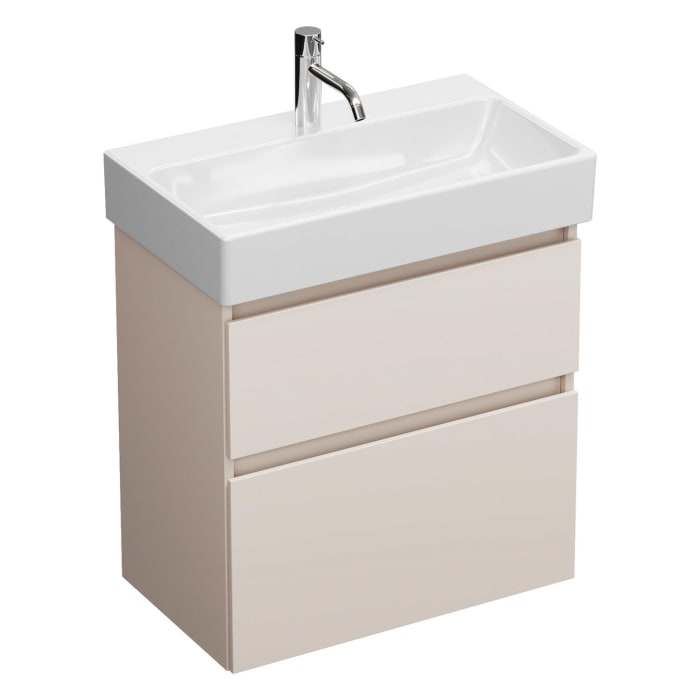 burgbad Lin20 Waschtischunterschrank mit Keramik-Waschtisch 63 cm, 2 Auszüge