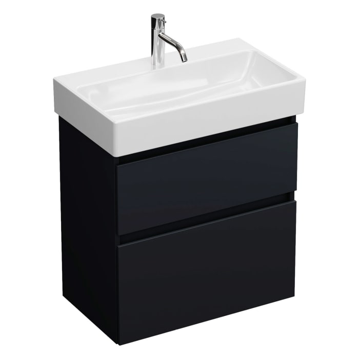 burgbad Lin20 Waschtischunterschrank mit Keramik-Waschtisch 63 cm, 2 Auszüge