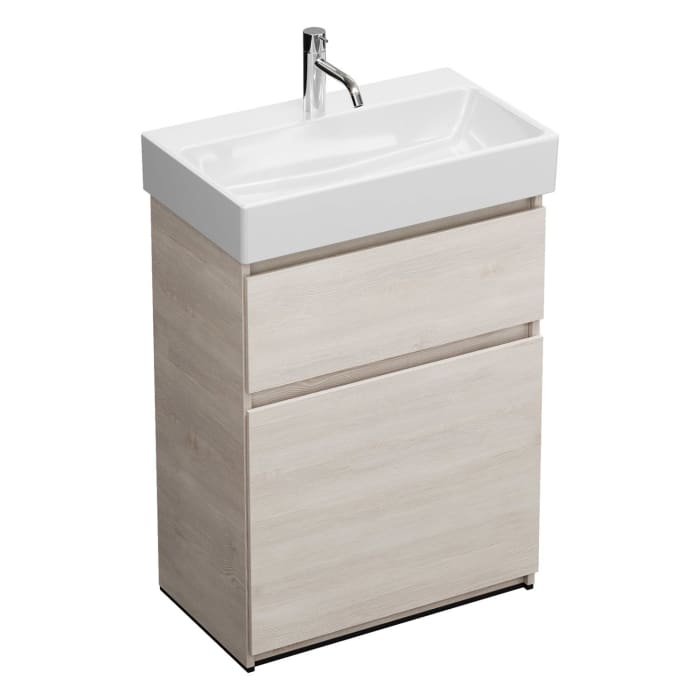 burgbad Lin20 Waschtischunterschrank mit Keramik-Waschtisch 63 cm, 2 Auszüge