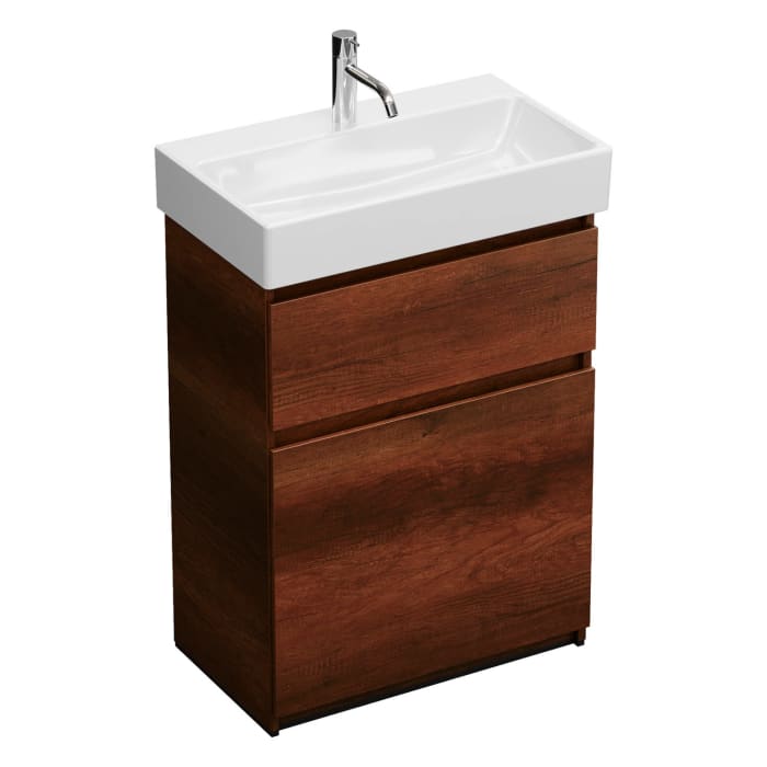 burgbad Lin20 Waschtischunterschrank mit Keramik-Waschtisch 63 cm, 2 Auszüge