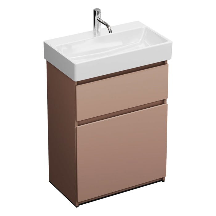 burgbad Lin20 Waschtischunterschrank mit Keramik-Waschtisch 63 cm, 2 Auszüge