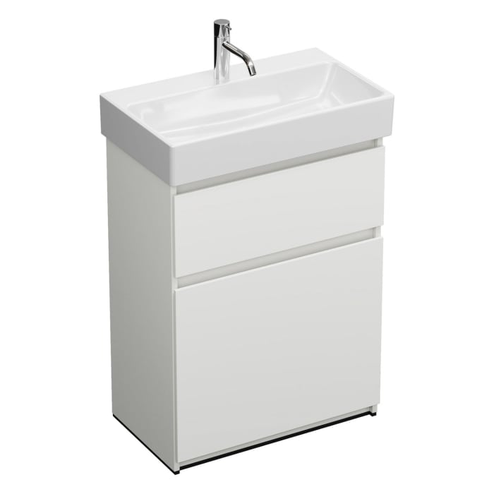 burgbad Lin20 Waschtischunterschrank mit Keramik-Waschtisch 63 cm, 2 Auszüge