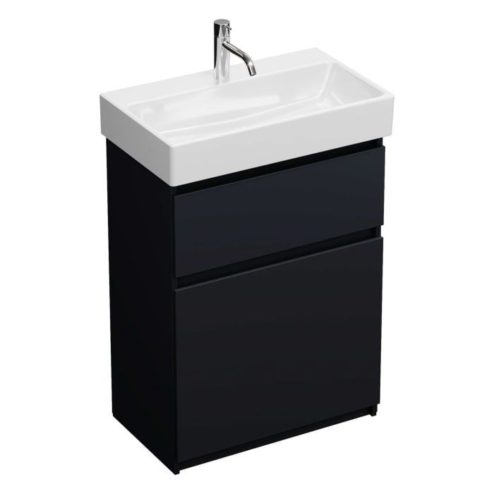 burgbad Lin20 Waschtischunterschrank mit Keramik-Waschtisch 63 cm, 2 Auszüge