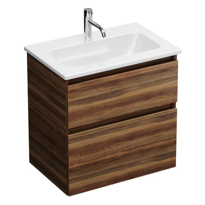 burgbad Lin20 Waschtischunterschrank mit Keramik-Waschtisch 63 cm, 2 Auszüge