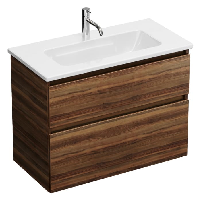 burgbad Lin20 Waschtischunterschrank mit Keramik-Waschtisch 83 cm, 2 Auszüge