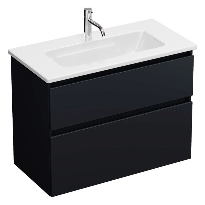 burgbad Lin20 Waschtischunterschrank mit Keramik-Waschtisch 83 cm, 2 Auszüge