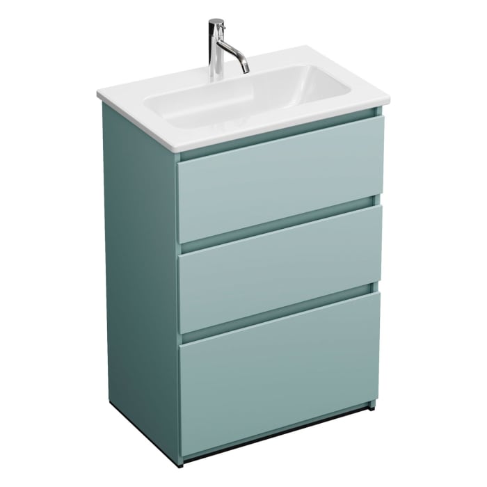 burgbad Lin20 Waschtischunterschrank mit Keramik-Waschtisch 63 cm, 3 Auszüge