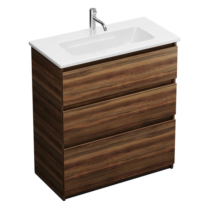 burgbad Lin20 Waschtischunterschrank mit Keramik-Waschtisch 83 cm, 3 Auszüge