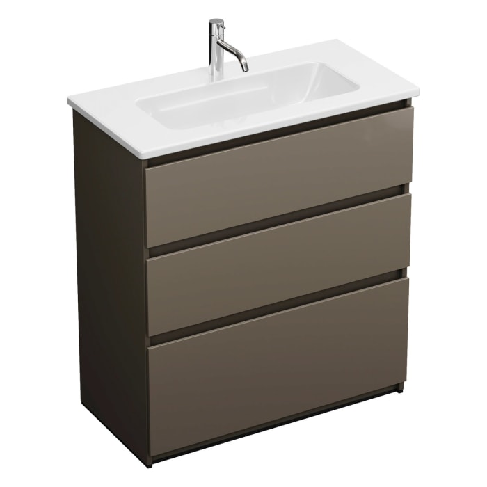 burgbad Lin20 Waschtischunterschrank mit Keramik-Waschtisch 83 cm, 3 Auszüge