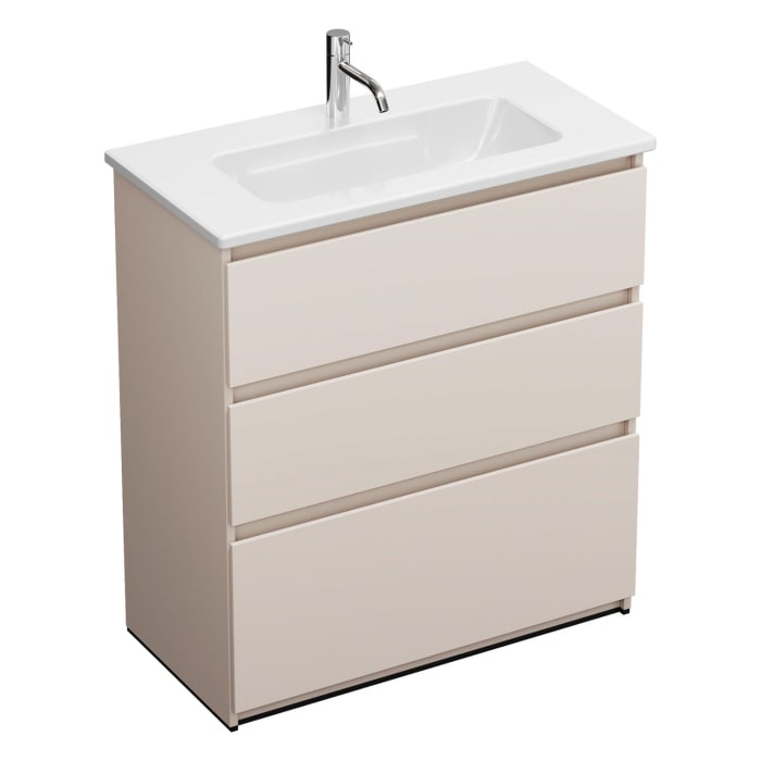 burgbad Lin20 Waschtischunterschrank mit Keramik-Waschtisch 83 cm, 3 Auszüge