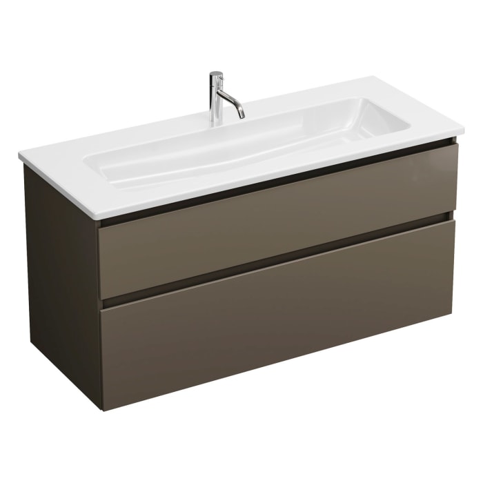 burgbad Lin20 Waschtischunterschrank mit Keramik-Waschtisch 123 cm, 2 Auszüge