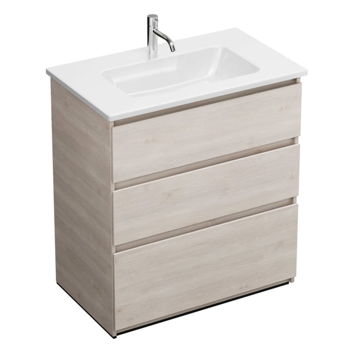 burgbad Lin20 Waschtischunterschrank mit Keramik-Waschtisch 83 cm, 3 Auszüge