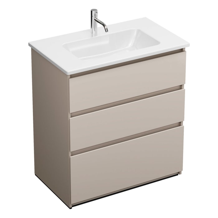 burgbad Lin20 Waschtischunterschrank mit Keramik-Waschtisch 83 cm, 3 Auszüge