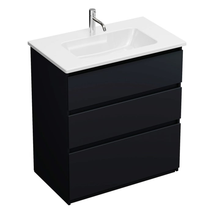 burgbad Lin20 Waschtischunterschrank mit Keramik-Waschtisch 83 cm, 3 Auszüge