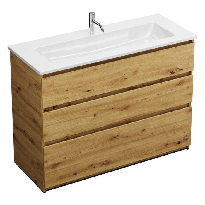 burgbad Lin20 Waschtischunterschrank mit Keramik-Waschtisch 123 cm, 3 Auszüge