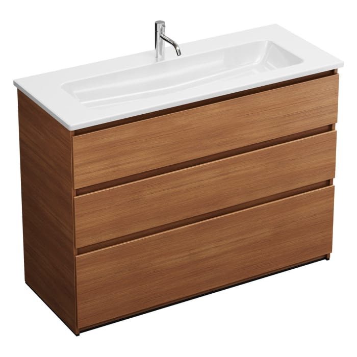 burgbad Lin20 Waschtischunterschrank mit Keramik-Waschtisch 123 cm, 3 Auszüge