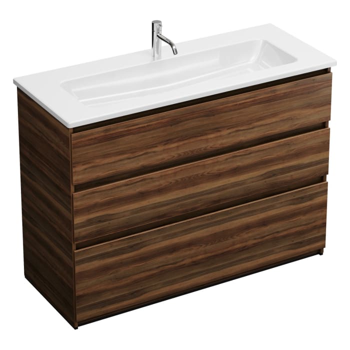 burgbad Lin20 Waschtischunterschrank mit Keramik-Waschtisch 123 cm, 3 Auszüge