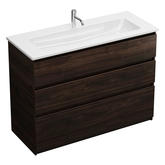 burgbad Lin20 Waschtischunterschrank mit Keramik-Waschtisch 123 cm, 3 Auszüge