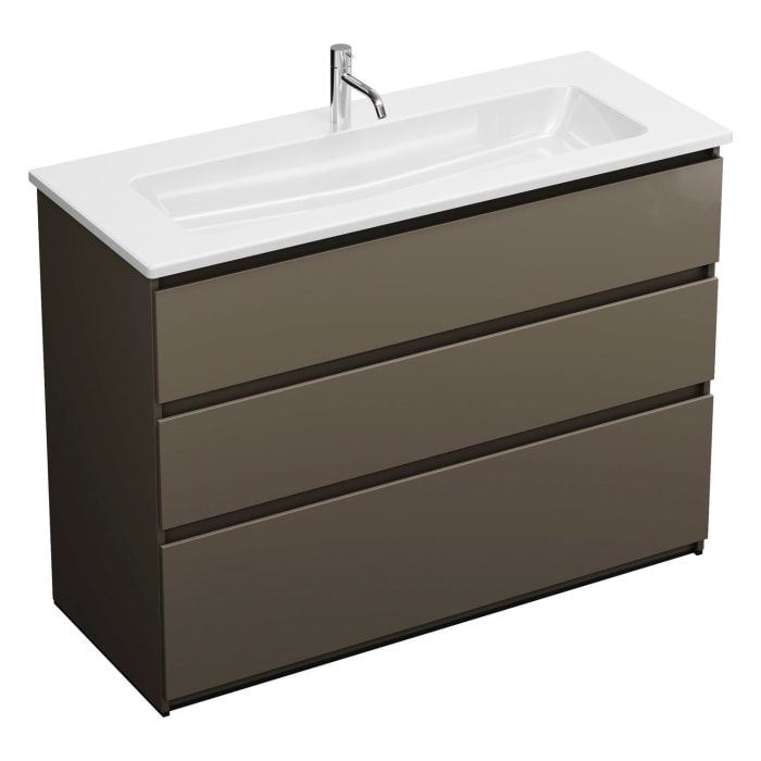 burgbad Lin20 Waschtischunterschrank mit Keramik-Waschtisch 123 cm, 3 Auszüge