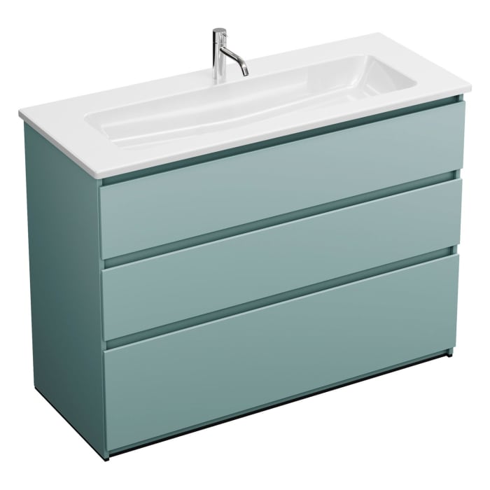 burgbad Lin20 Waschtischunterschrank mit Keramik-Waschtisch 123 cm, 3 Auszüge