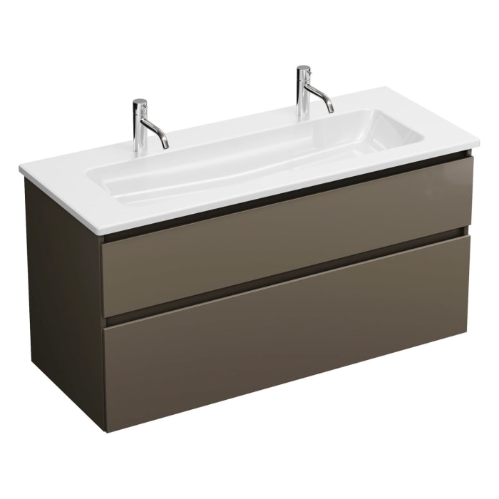 burgbad Lin20 Waschtischunterschrank mit Keramik-Waschtisch 123 cm, 2 Auszüge