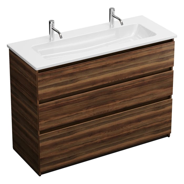 burgbad Lin20 Waschtischunterschrank mit Keramik-Waschtisch 123 cm, 3 Auszüge