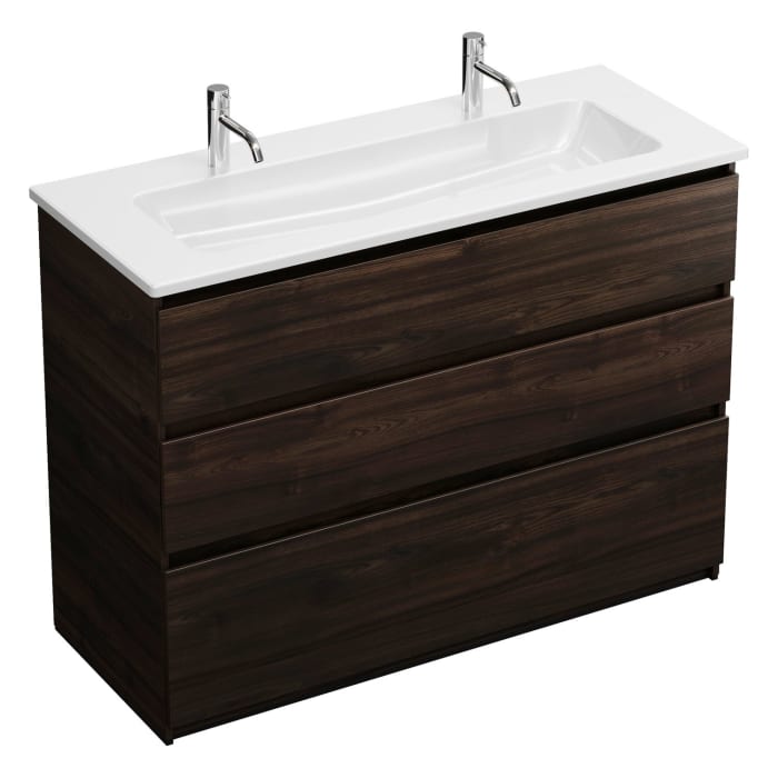 burgbad Lin20 Waschtischunterschrank mit Keramik-Waschtisch 123 cm, 3 Auszüge