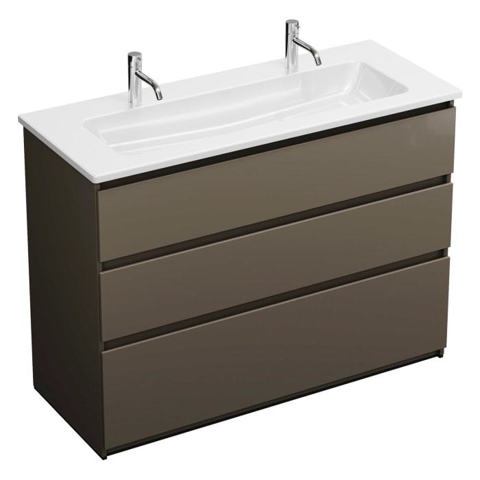 burgbad Lin20 Waschtischunterschrank mit Keramik-Waschtisch 123 cm, 3 Auszüge