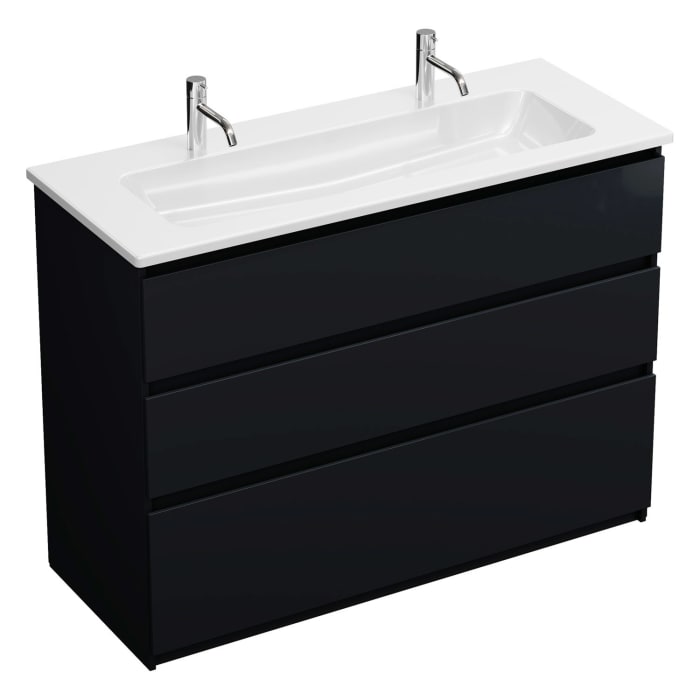 burgbad Lin20 Waschtischunterschrank mit Keramik-Waschtisch 123 cm, 3 Auszüge