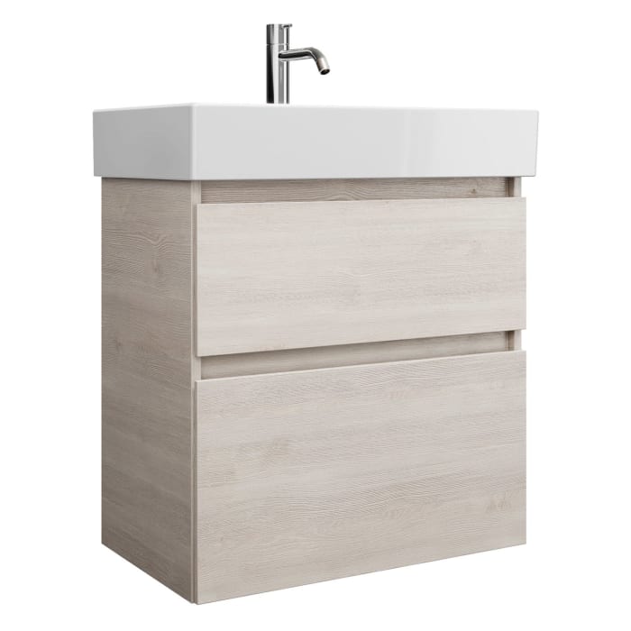 burgbad Lin20 Waschtischunterschrank mit Keramik-Waschtisch 63 cm, 2 Auszüge