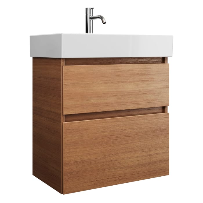 burgbad Lin20 Waschtischunterschrank mit Keramik-Waschtisch 63 cm, 2 Auszüge