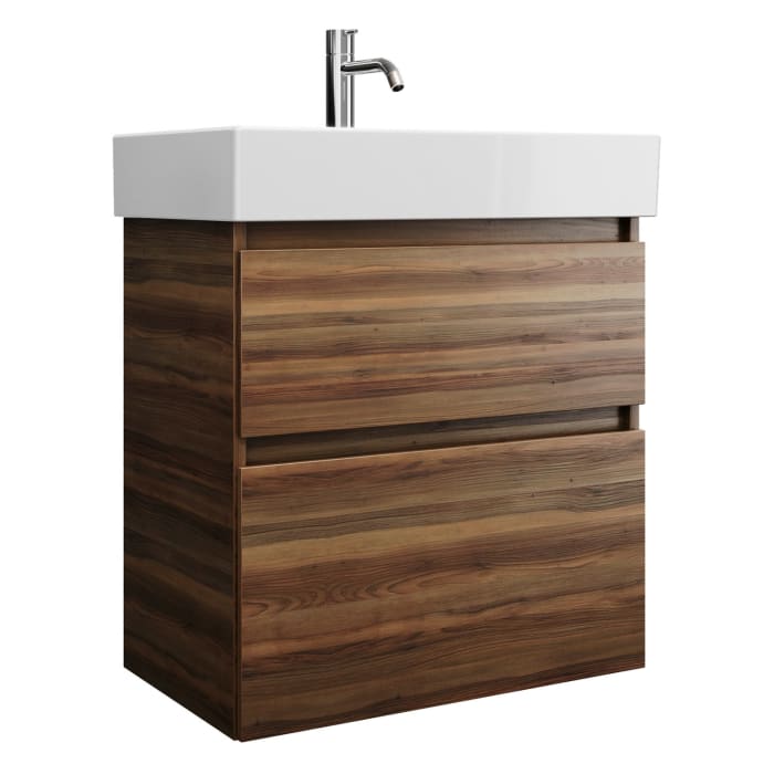 burgbad Lin20 Waschtischunterschrank mit Keramik-Waschtisch 63 cm, 2 Auszüge