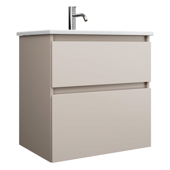 burgbad Lin20 Waschtischunterschrank mit Keramik-Waschtisch 63 cm, 2 Auszüge