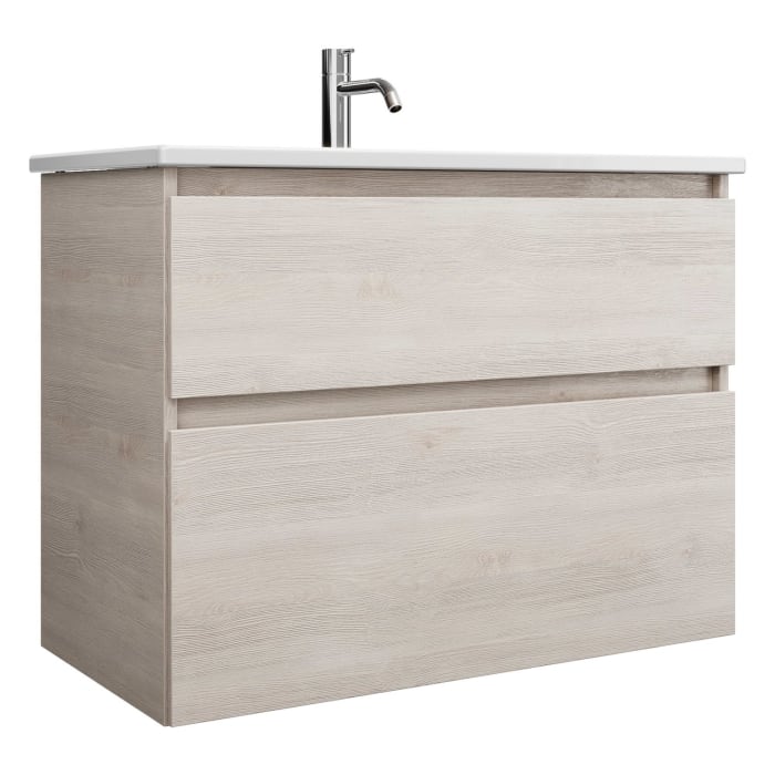 burgbad Lin20 Waschtischunterschrank mit Keramik-Waschtisch 83 cm, 2 Auszüge