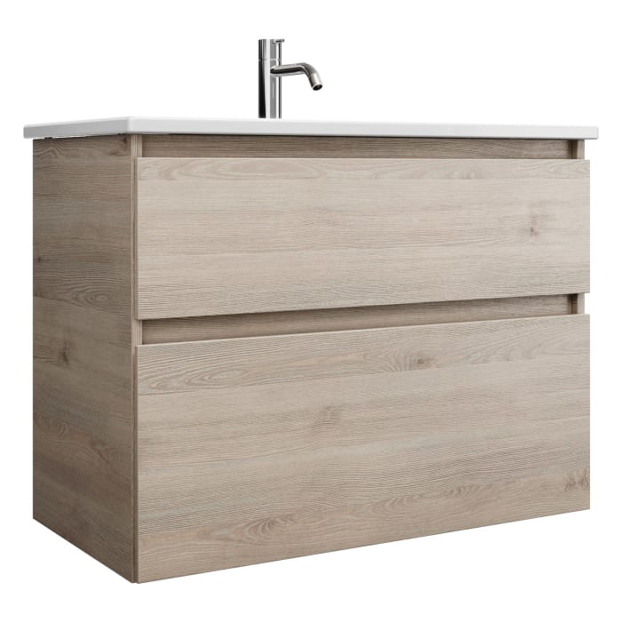 burgbad Lin20 Waschtischunterschrank mit Keramik-Waschtisch 83 cm, 2 Auszüge