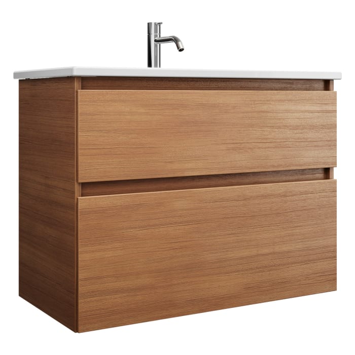 burgbad Lin20 Waschtischunterschrank mit Keramik-Waschtisch 83 cm, 2 Auszüge