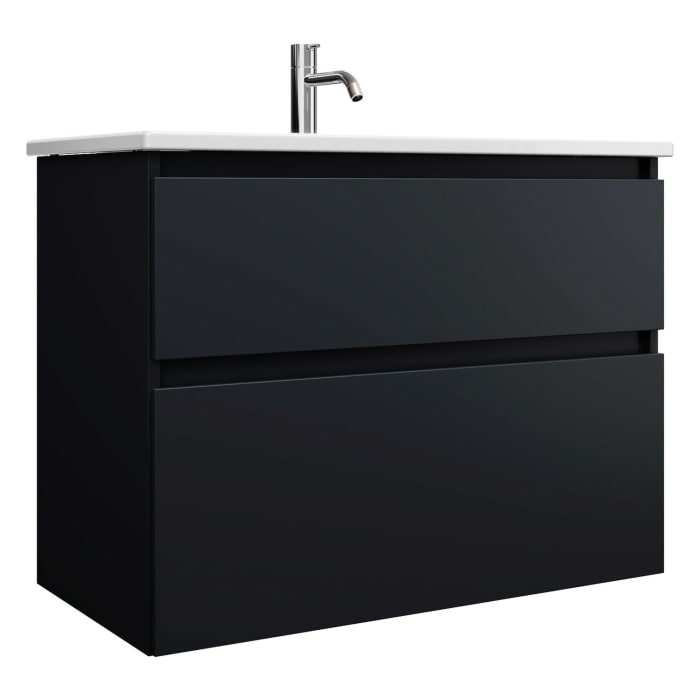 burgbad Lin20 Waschtischunterschrank mit Keramik-Waschtisch 83 cm, 2 Auszüge