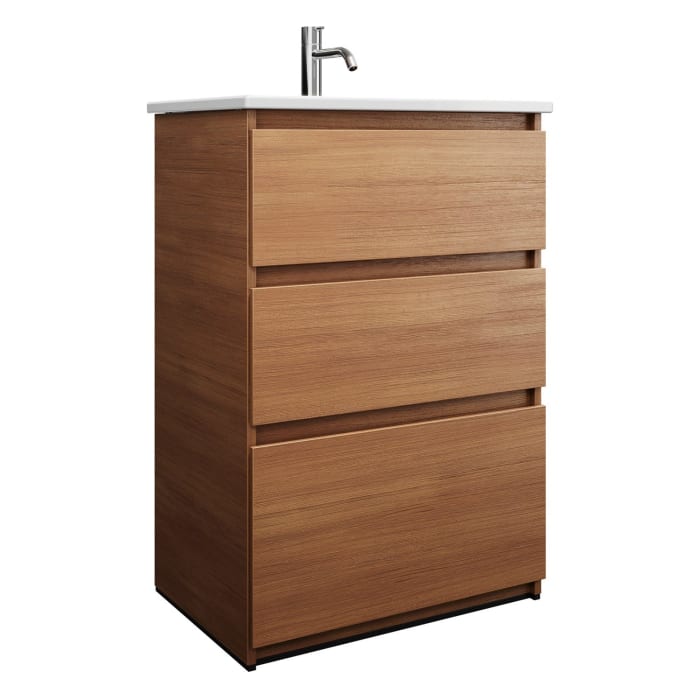 burgbad Lin20 Waschtischunterschrank mit Keramik-Waschtisch 63 cm, 3 Auszüge