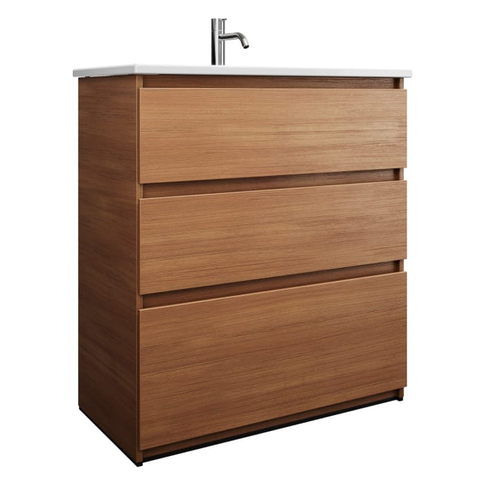 burgbad Lin20 Waschtischunterschrank mit Keramik-Waschtisch 83 cm, 3 Auszüge