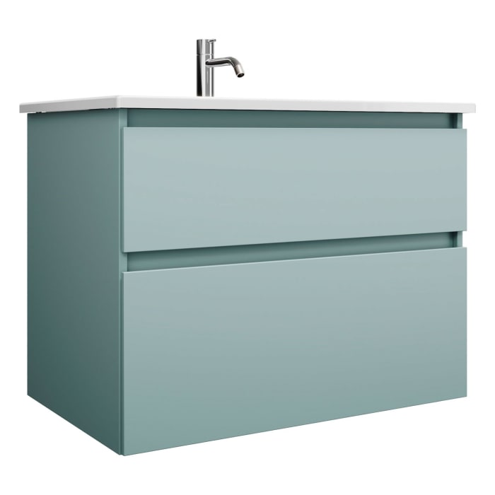 burgbad Lin20 Waschtischunterschrank mit Keramik-Waschtisch 83 cm, 2 Auszüge