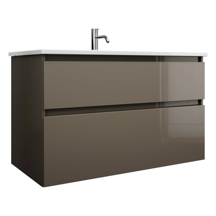 burgbad Lin20 Waschtischunterschrank mit Keramik-Waschtisch 103 cm, 2 Auszüge