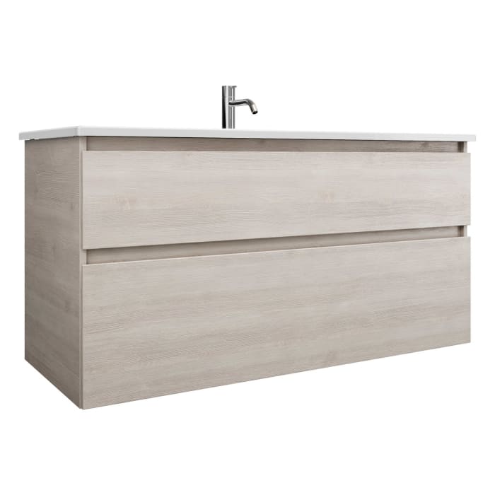 burgbad Lin20 Waschtischunterschrank mit Keramik-Waschtisch 123 cm, 2 Auszüge