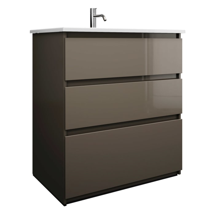 burgbad Lin20 Waschtischunterschrank mit Keramik-Waschtisch 83 cm, 3 Auszüge