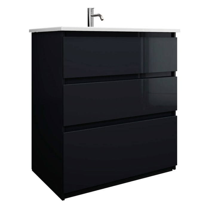 burgbad Lin20 Waschtischunterschrank mit Keramik-Waschtisch 83 cm, 3 Auszüge