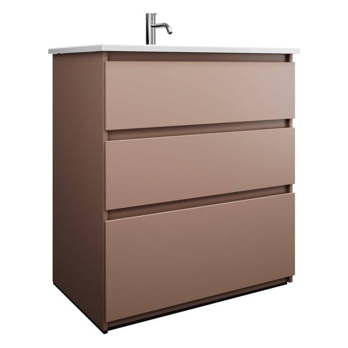 burgbad Lin20 Waschtischunterschrank mit Keramik-Waschtisch 83 cm, 3 Auszüge