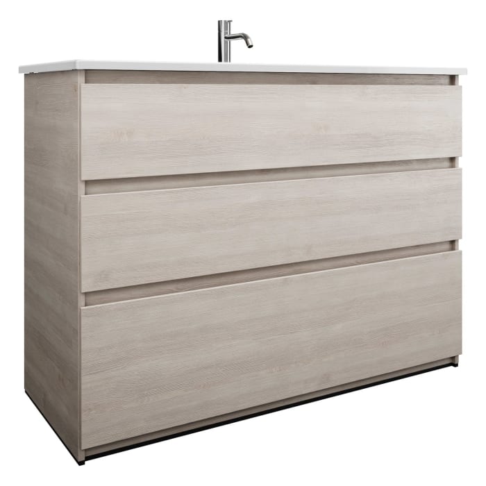 burgbad Lin20 Waschtischunterschrank mit Keramik-Waschtisch 123 cm, 3 Auszüge