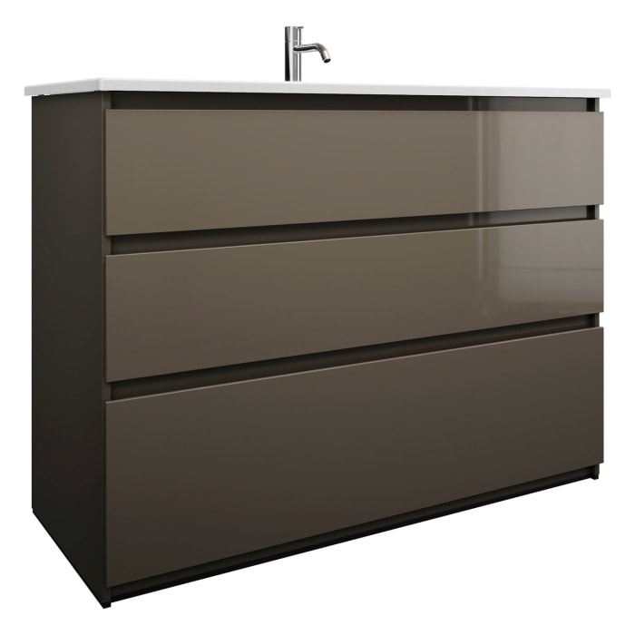 burgbad Lin20 Waschtischunterschrank mit Keramik-Waschtisch 123 cm, 3 Auszüge