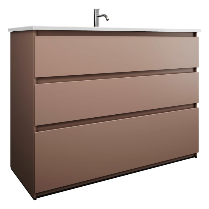 burgbad Lin20 Waschtischunterschrank mit Keramik-Waschtisch 123 cm, 3 Auszüge