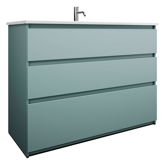 burgbad Lin20 Waschtischunterschrank mit Keramik-Waschtisch 123 cm, 3 Auszüge